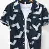 Men's Printed Button Up Short Sleeve Shirt - Blue