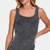 Zenana Ribbed Scoop Neck Tank - Black