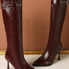Point Toe High Heel Boots - Angora Red