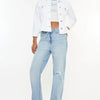 Kancan Distressed High Waist Straight Jeans - Light