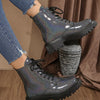 Lace-Up Platform Boots - Dark Gray
