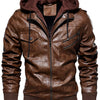 Men's Plus Size Zip Up Drawstring Hooded Jacket - Coffee