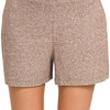 Zenana Soft Melange Hacci Elastic Waisted Shorts - BROWN