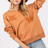 SAGE + FIG Star Patch Long Sleeve Sweatshirt - Cinnamon