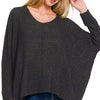 Zenana Dolman Sleeve V-Neck Sweater - BLACK