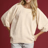 Umgee Satin Jacquard Balloon Sleeve Blouse - CHAMPAGNE