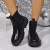 Round Toe Platform Boots - Black