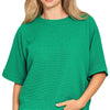 Zenana Double Knit Banded Bottom Short Sleeve Top - K GREEN