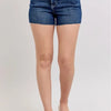 Judy Blue Full Size High Waist Criss-Cross Waistband Denim Shorts Plus Size - DK