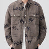 Men's Plus Size Button Up Long Sleeve Shirt - Coffee Color