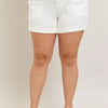 Judy Blue Plus Size High Waist Cuff Denim Shorts - WHT