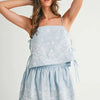MABLE Embroidered Crop Cami and Balloon Mini Skirt Set - Lt Blue