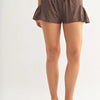 MONO B Smocked High Waist Shorts - RICH SOIL