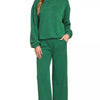 Zenana French Rib Pullover and Pants Set - DK GREEN