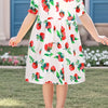 Children's Strawberry Print Peter Pan Collar Dress - Multicolor