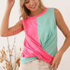 BiBi Slub Terry Color Block Twisted Top - N.PINK/N.MINT