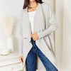 Angel Wings Open Front Duster Cardigan with Pockets - Light Gray