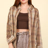 VERY J Contrast Plaid Raw Detail Shirt - Taupe