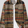 Men's Vintage Ethnic Print Button Down Shirt - R4-brown