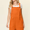 Double Take Full Size Texture Sleeveless Romper - Tangerine
