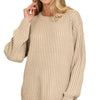 Zenana Curved Hem Two-Tone Ribbed Sweater - LT MOCHA