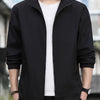 Men's Plus Size Zip Up Long Sleeve Jacket - Black