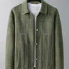 Men's Plus Size Snap Down Long Sleeve Jacket - Army Green