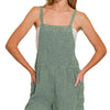 Zenana Washed Double Gauze Tie Back Rompers - ASH JADE