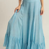 HYFVE High-Waist Ruffle Flared Wide Leg Pants - Pastel Blue