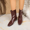 Point Toe Leather Boots - Brown
