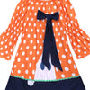 Children's Halloween Ghost Polka Dot Dress with Bow - Orange Little Monster Dress