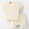 Children's Waffle Knit Tee and Shorts Set - Beige