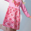 Children's Butterfly Long Sleeve Casual Dress - Fuchsia Pink