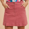 Annie Wear Comfort Stretch Cotton Slit Detailed Mini Skirt - ROSE