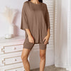 Basic Bae Full Size Soft Rayon Three-Quarter Sleeve Top and Shorts Set - Mocha