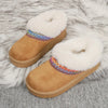Fur-Lined Platform Boots with Decorative Woven Strap - Camel