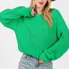 SAGE + FIG Round Neck Drop Shoulder Sweater - Green