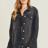 RISEN Full Size Distressed Long Sleeve Denim Jacket - Black