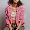 POL Floral Pattern Open Front Cardigan - BUBBLEGUM PINK