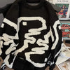 Men's Ribbed Hem Round Neck Sweater - Black