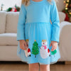 Children's Christmas Long Sleeve Dress - Pastel Blue