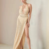 Hollow Out Halter Neck Cover-Up Dress - Tan