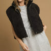 Umgee Sherpa-Lined Zip Vest with Drawstring Hem - Black