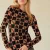 Davi & Dani Heart Print Long Sleeve Top - Black