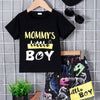 Children's Mommy's Little Boy Dinosaur Print Casual Set - Black
