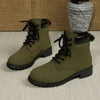 Lace Up Block Heel Boots - Army Green