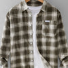 Men's Plus Size Plaid Button Up Long Sleeve Shirt - Brown