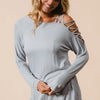 BiBi Jersey Knit One Shoulder Top with Criss Cross - HEATHER GREY