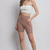 Love Tree High Waist Seam Detail Active Shorts - Taupe