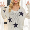 ADORA Distressed Star Sweater Top - OFF WHITE